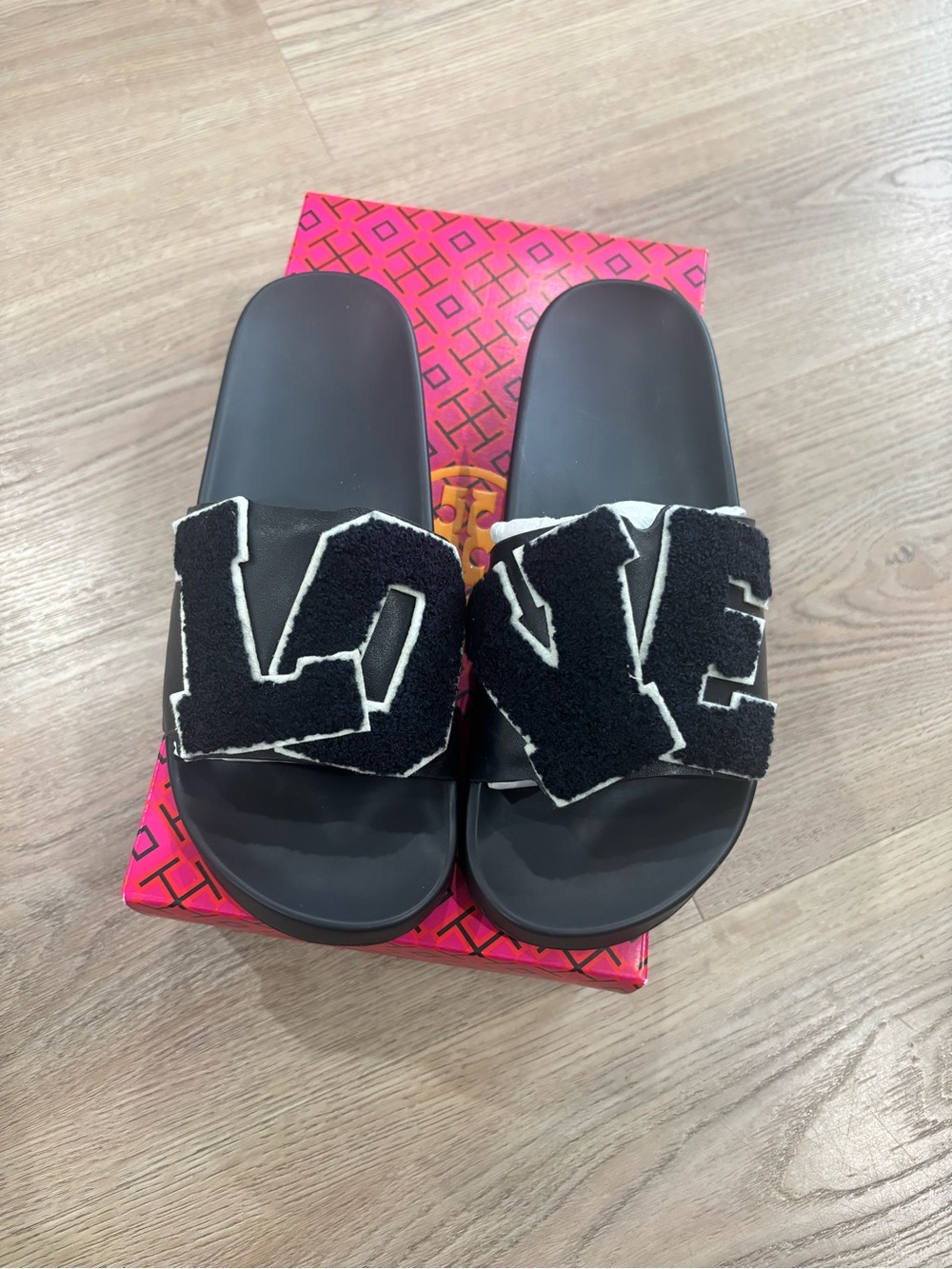 Tory Burch Navy Blue Love Slides